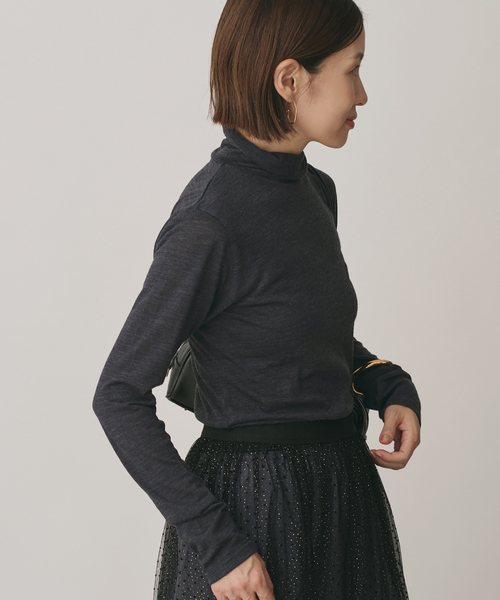 IENA（イエナ）の「《追加》Super120’s ウールタートルプルオーバー（Tシャツ/カットソー・レディース・ホワイト/チャコールグレー/レッド・FREE）」の12枚目の写真