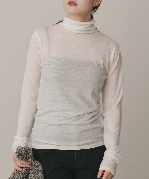 IENA（イエナ）の「《追加》Super120’s ウールタートルプルオーバー（Tシャツ/カットソー・レディース・ホワイト/チャコールグレー/レッド・FREE）」の17枚目の写真