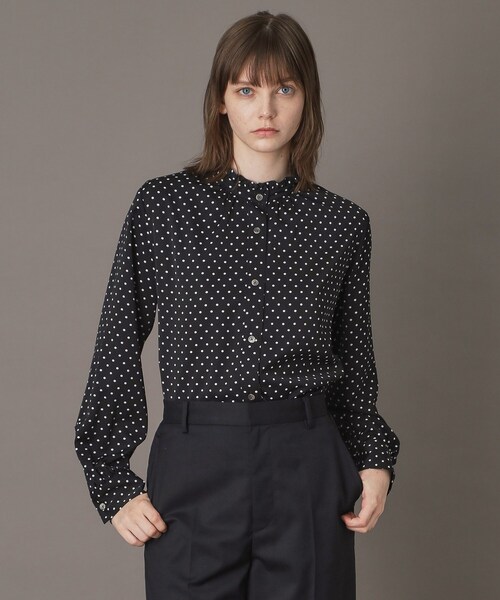 DRESSTERIOR(ドレステリア)の「ドットスタンドフリルネックブラウス(シャツ/ブラウス・レディース・ブラック系・34/36/38)」の3枚目の写真