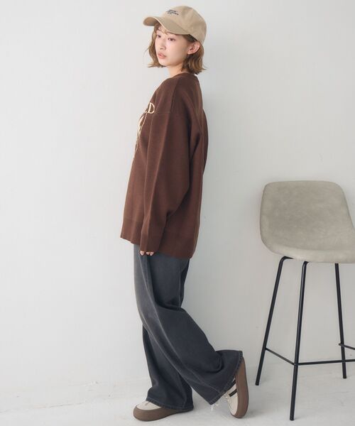 RETRO GIRL（レトロガール）の「アソートモチーフジャガードNT（ニット/セーター・レディース・ライトグレー/ブルー/オフホワイト/ブラウン・FREE）」の9枚目の写真