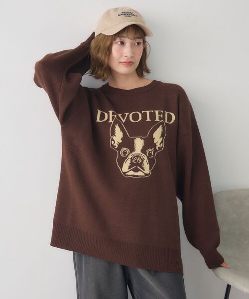 RETRO GIRL（レトロガール）の「アソートモチーフジャガードNT（ニット/セーター・レディース・ライトグレー/ブルー/オフホワイト/ブラウン・FREE）」の10枚目の写真