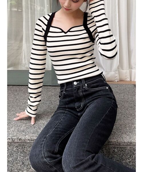 ❤R_R❤ さん専用 ハートネックラグランニットトップス（ニット/セーター