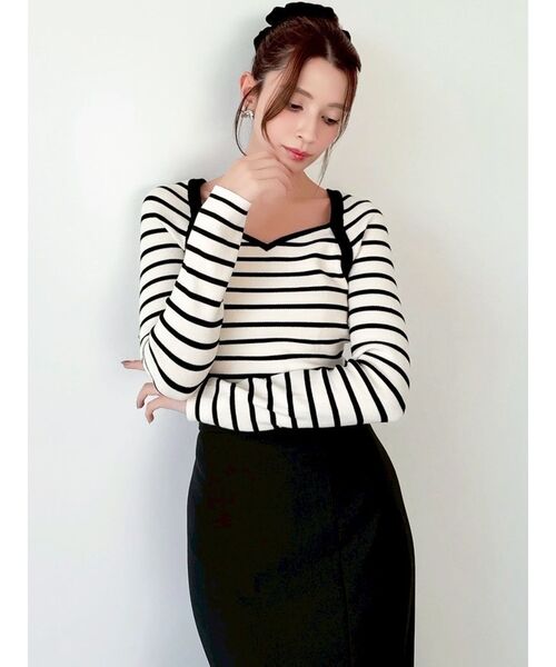 ハートネックラグランニットトップス（ニット/セーター