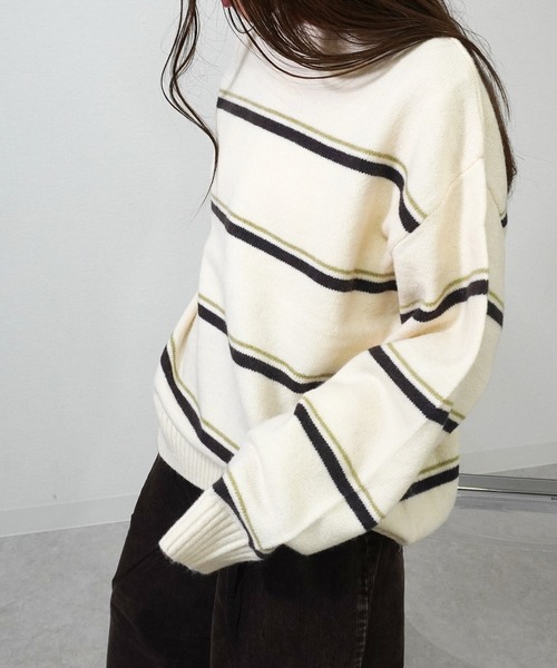 gossara(ゴサラ)の「アルパカタッチボーダーPO(ニット/セーター・レディース・グレー/ブラウン/アイボリー・FREE)」の16枚目の写真