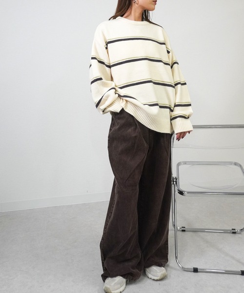 gossara(ゴサラ)の「アルパカタッチボーダーPO(ニット/セーター・レディース・グレー/ブラウン/アイボリー・FREE)」の17枚目の写真