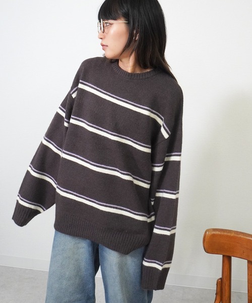 gossara(ゴサラ)の「アルパカタッチボーダーPO(ニット/セーター・レディース・グレー/ブラウン/アイボリー・FREE)」の12枚目の写真