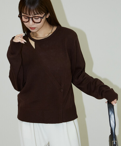 PUBLUX(パブリュクス)の「PUBLUX/パブリュクス カシュクールニット 限定展開(ニット/セーター・レディース・グレー/ブラウン/チャコールグレー・フリ-)」の12枚目の写真