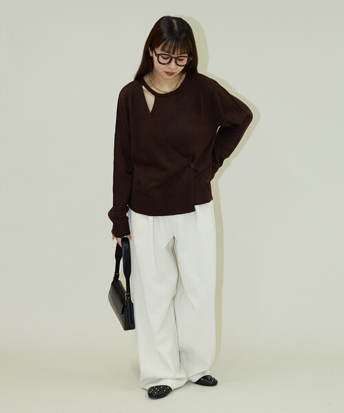 PUBLUX(パブリュクス)の「PUBLUX/パブリュクス カシュクールニット 限定展開(ニット/セーター・レディース・グレー/ブラウン/チャコールグレー・フリ-)」の15枚目の写真