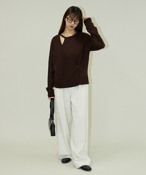 PUBLUX(パブリュクス)の「PUBLUX/パブリュクス カシュクールニット 限定展開(ニット/セーター・レディース・グレー/ブラウン/チャコールグレー・フリ-)」の17枚目の写真