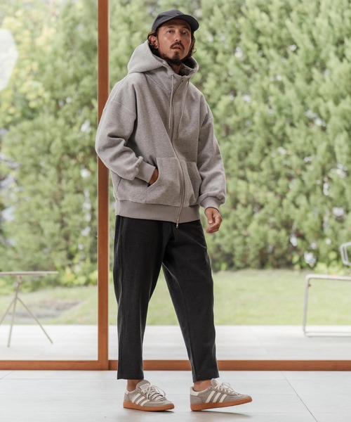 CAMBIO(カンビオ)の「mpa3980-Back Shaggy Boa Bonding Waffle Zip Up Parka ジップアップパーカー(A57425cmb)(パーカー・メンズ・ブラック/ミックスグレー/オフホワイト/ブルー・S/M/L)」の8枚目の写真