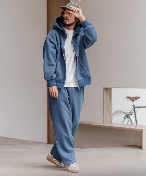 CAMBIO(カンビオ)の「mpa3980-Back Shaggy Boa Bonding Waffle Zip Up Parka ジップアップパーカー(A57425cmb)(パーカー・メンズ・ブラック/ミックスグレー/オフホワイト/ブルー・S/M/L)」の11枚目の写真