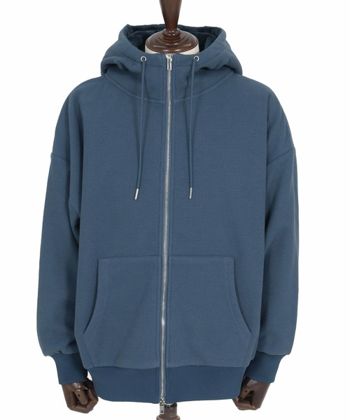 CAMBIO(カンビオ)の「mpa3980-Back Shaggy Boa Bonding Waffle Zip Up Parka ジップアップパーカー(A57425cmb)(パーカー・メンズ・ブラック/ミックスグレー/オフホワイト/ブルー・S/M/L)」の17枚目の写真