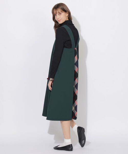 CBクレストブリッジ バックチェック切替ワンピース　ネイビー　Mサイズ　半袖 Meシリーズ】バックチェック切替ワンピース（ドレス）｜CB CRESTBRIDGE