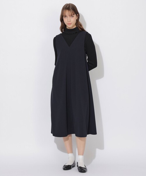 CBクレストブリッジ バックチェック切替ワンピース　ネイビー　Mサイズ　半袖 Meシリーズ】バックチェック切替ジャンスカワンピース（ドレス）｜CB