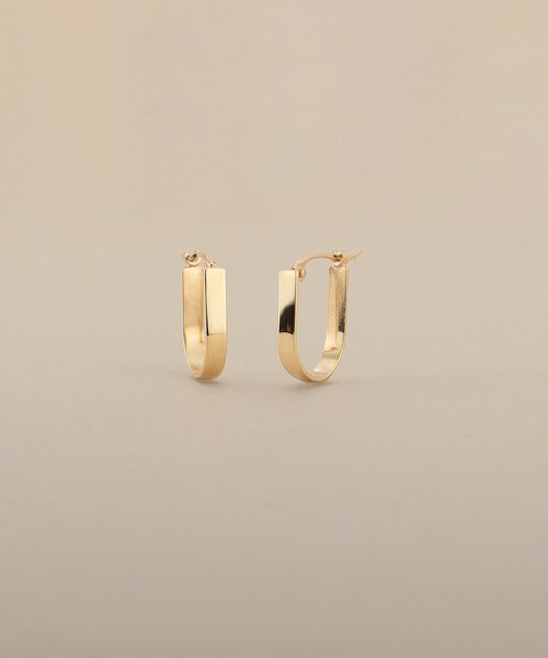 K10平打ち楕円 フープピアス（ピアス（両耳用））｜COCOSHNIK 