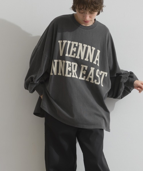 enhaut(アンオート)の「ピグメントOE天竺 ロゴプリント 袖ボリュームTシャツ VIENNA ロンT(Tシャツ/カットソー・レディース・アイボリー/グレイッシュベージュ/チャコールグレー/バーガンディー/ネイビー・FREE)」の16枚目の写真