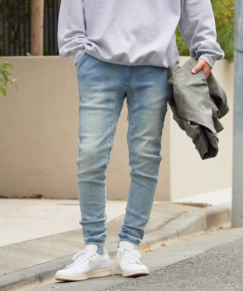 WP WESTPOINT(ダブルピーウエストポイント)の「WP WESTPOINT/ダブルピー ウエストポイントインディゴ ウォッシュ加工 イージー デニムパンツ 裾リブ(デニムパンツ・メンズ・ブルー・S/XS/M/L/XL/XXL)」の1枚目の写真