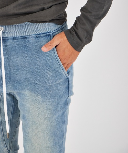 WP WESTPOINT(ダブルピーウエストポイント)の「WP WESTPOINT/ダブルピー ウエストポイントインディゴ ウォッシュ加工 イージー デニムパンツ 裾リブ(デニムパンツ・メンズ・ブルー・S/XS/M/L/XL/XXL)」の5枚目の写真