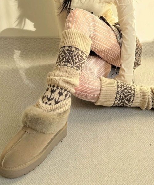 セール】ノルディック柄ジャガードレッグウォーマー（レッグウォーマー