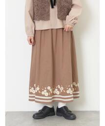 Samansa Mos2 | 【WEB限定】花柄刺繍ギャザースカート(スカート)