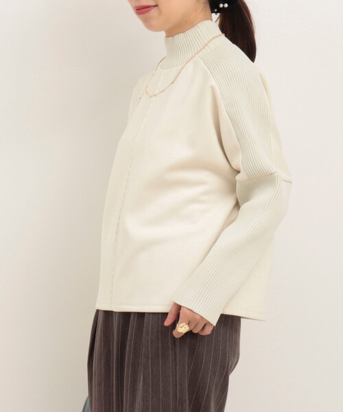 セットアップ対応》スエード×リブドルマンスリーブプルオーバー（T