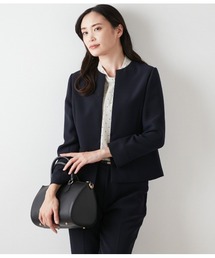 NEWYORKER | 【ウォッシャブル】ダブルフェイス ペプラムノーカラージャケット(テーラードジャケット)