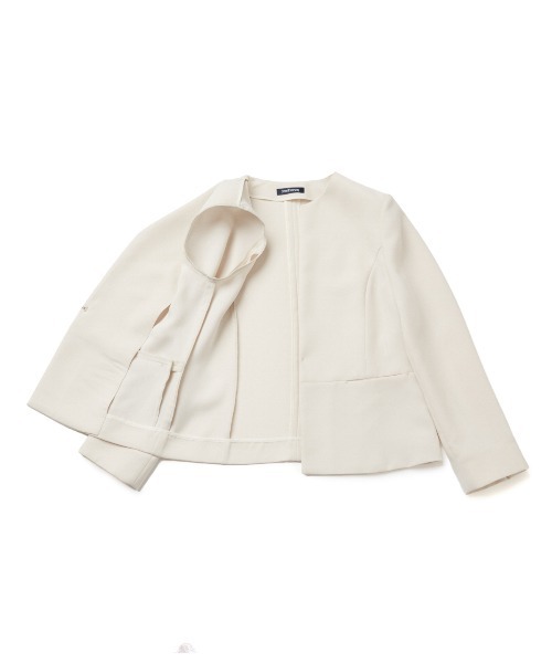 NEWYORKER（ニューヨーカー）の「【ウォッシャブル】ダブルフェイス ペプラムノーカラージャケット（テーラードジャケット・レディース・ネイビー/アイボリー・9号/11号）」の6枚目の写真