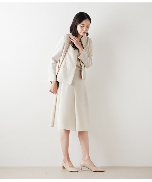 NEWYORKER（ニューヨーカー）の「【ウォッシャブル】ダブルフェイス ペプラムノーカラージャケット（テーラードジャケット・レディース・ネイビー/アイボリー・9号/11号）」の13枚目の写真