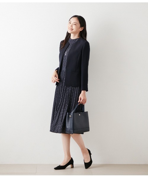 NEWYORKER（ニューヨーカー）の「【ウォッシャブル】ダブルフェイス ペプラムノーカラージャケット（テーラードジャケット・レディース・ネイビー/アイボリー・9号/11号）」の15枚目の写真