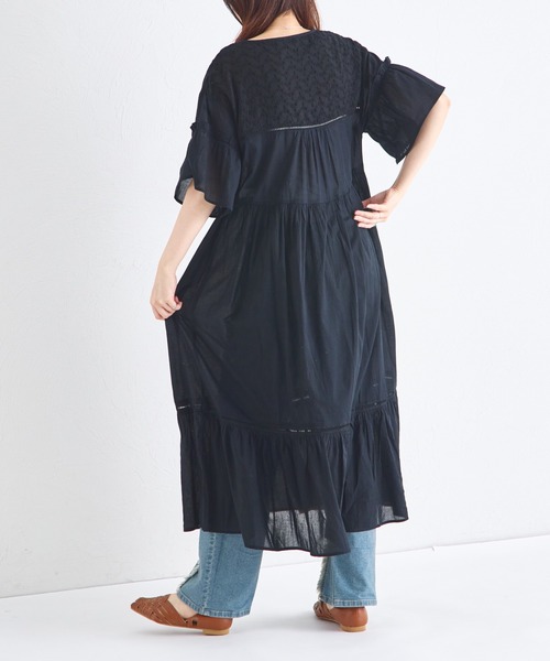 pairmanon（ペアマノン）の「【リンクコーデ】【ママサイズ】インド コットンボイル ワンピース（ワンピース・レディース・ブラック/パープル・FREE）」の5枚目の写真