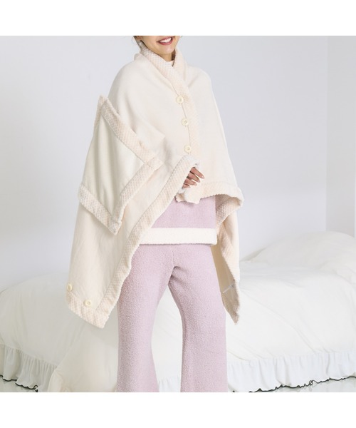 セール】リバーシブルウォームフリース 4WAYポンチョ L アイボリー