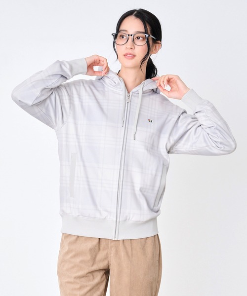 Arnold Palmer（アーノルドパーマー）の「ピーチシャギー シェア チェックプリント ジップパーカー（パーカー・レディース・ライトグレー/ブラック/グリーン・XS/S/M/L/LL）」の2枚目の写真