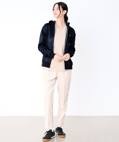 Arnold Palmer（アーノルドパーマー）の「ピーチシャギー シェア チェックプリント ジップパーカー（パーカー・レディース・ライトグレー/ブラック/グリーン・XS/S/M/L/LL）」の4枚目の写真