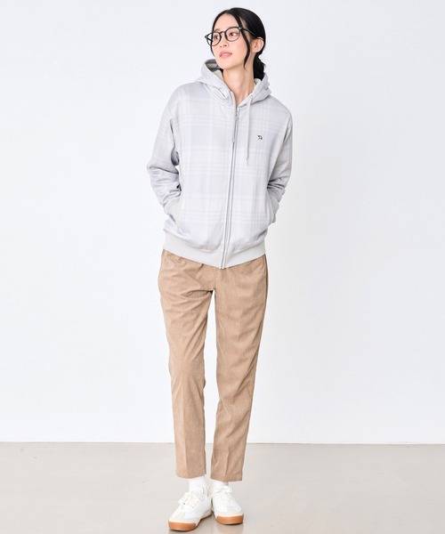 Arnold Palmer（アーノルドパーマー）の「ピーチシャギー シェア チェックプリント ジップパーカー（パーカー・レディース・ライトグレー/ブラック/グリーン・XS/S/M/L/LL）」の13枚目の写真