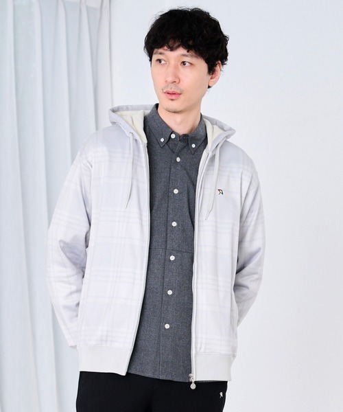 Arnold Palmer（アーノルドパーマー）の「ピーチシャギー シェア チェックプリント ジップパーカー（パーカー・レディース・ライトグレー/ブラック/グリーン・XS/S/M/L/LL）」の12枚目の写真