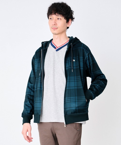 Arnold Palmer（アーノルドパーマー）の「ピーチシャギー シェア チェックプリント ジップパーカー（パーカー・レディース・ライトグレー/ブラック/グリーン・XS/S/M/L/LL）」の6枚目の写真