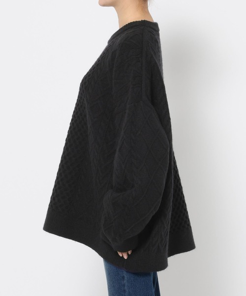 LOWRYS FARM（ローリーズファーム）の「ケーブルＢＩＧチュニック　605736（ニット/セーター・レディース・アイボリー/ブラック/グレー・FREE）」の5枚目の写真