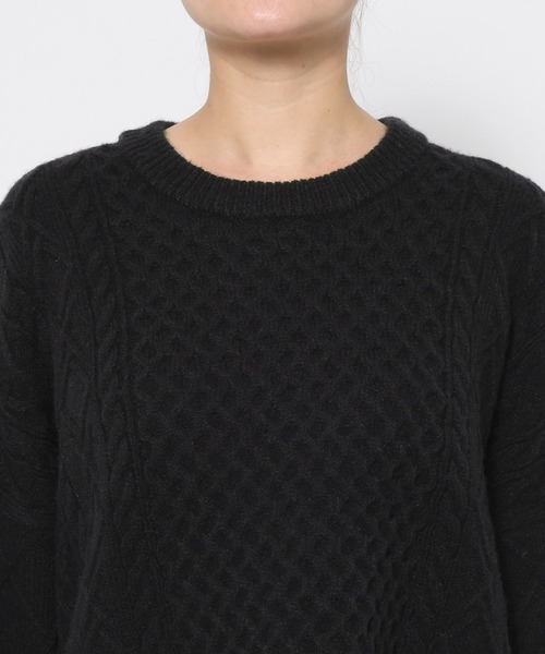 LOWRYS FARM（ローリーズファーム）の「ケーブルＢＩＧチュニック　605736（ニット/セーター・レディース・アイボリー/ブラック/グレー・FREE）」の8枚目の写真