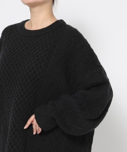 LOWRYS FARM（ローリーズファーム）の「ケーブルＢＩＧチュニック　605736（ニット/セーター・レディース・アイボリー/ブラック/グレー・FREE）」の9枚目の写真