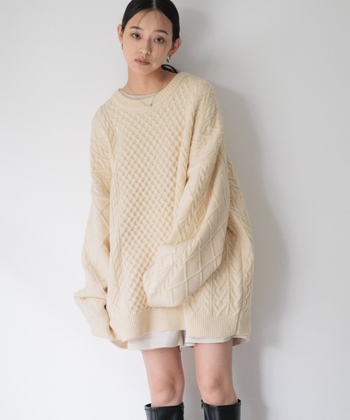 ケーブルBIGチュニック 605736（ニット/セーター）｜LOWRYS FARM