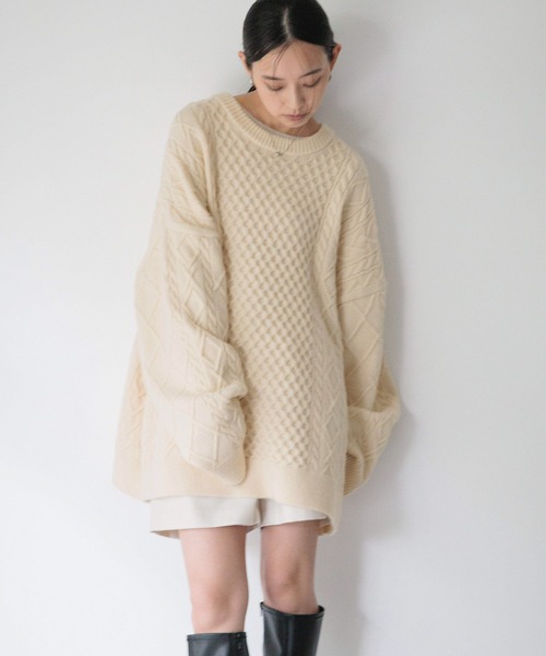 LOWRYS FARM（ローリーズファーム）の「ケーブルＢＩＧチュニック　605736（ニット/セーター・レディース・アイボリー/ブラック/グレー・FREE）」の22枚目の写真
