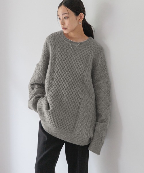ケーブルBIGチュニック 605736（ニット/セーター）｜LOWRYS FARM