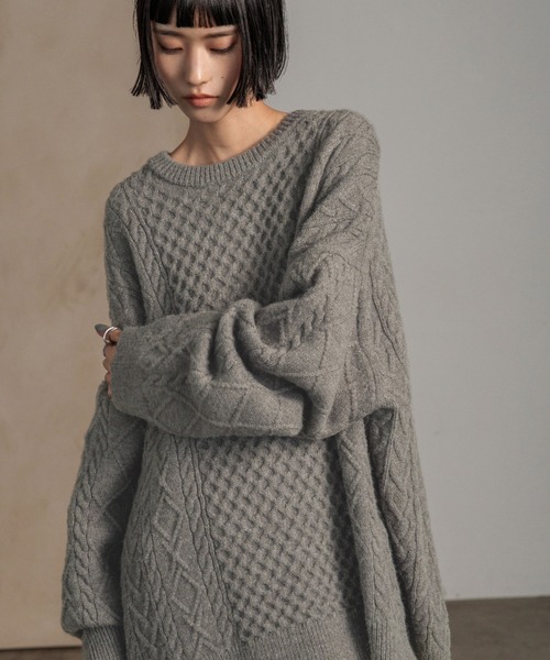 ケーブルBIGチュニック 605736（ニット/セーター）｜LOWRYS FARM