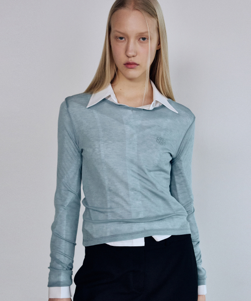 NICK&NICOLE（ニックアンドニコール）の「[ESSENTIAL] WOOL TENCEL TEE_SKY BLUE（Tシャツ/カットソー・レディース・その他・MEDIUM/LARGE）」の4枚目の写真