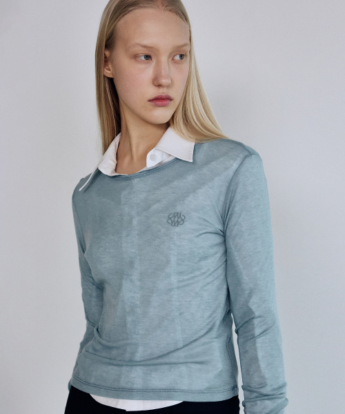 NICK&NICOLE（ニックアンドニコール）の「[ESSENTIAL] WOOL TENCEL TEE_SKY BLUE（Tシャツ/カットソー・レディース・その他・MEDIUM/LARGE）」の5枚目の写真