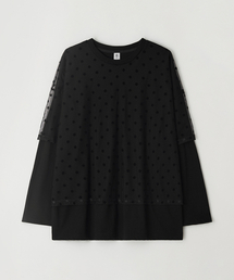 DOT SHEER LAYERED LONG SLEEVE BLACK