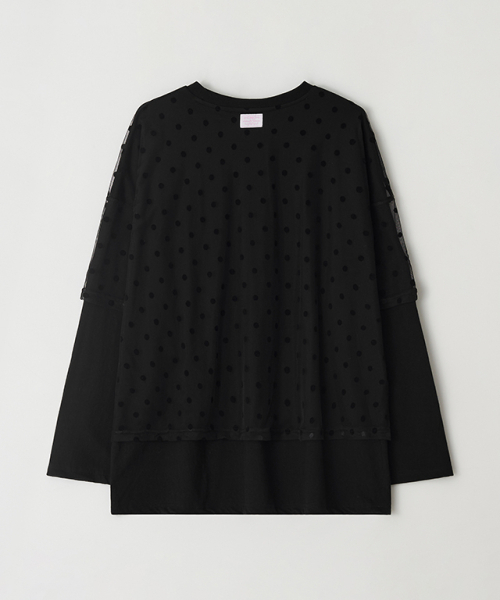 RONRON（ロンロン）の「DOT SHEER LAYERED LONG SLEEVE BLACK（Tシャツ/カットソー・レディース・その他・FREE）」の2枚目の写真