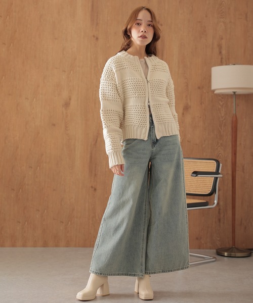 SUWDEE（スーディー）の「texture double zip knit tops（ニット/セーター・レディース・アイボリー/ブラウン・FREE）」の14枚目の写真