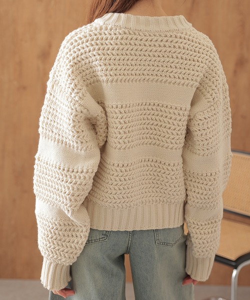 SUWDEE（スーディー）の「texture double zip knit tops（ニット/セーター・レディース・アイボリー/ブラウン・FREE）」の8枚目の写真