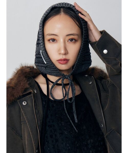 MURUA（ムルーア）の「リブニットバブーシュカ（ニットキャップ/ビーニー・レディース・ブラック・FREE）」の2枚目の写真